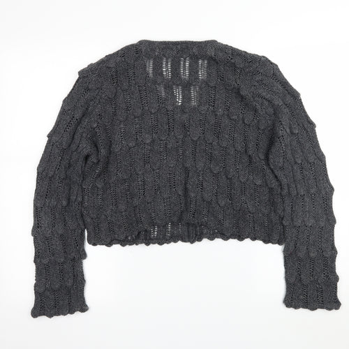 Per Una Womens Grey  Knit Cardigan Jumper Size 14