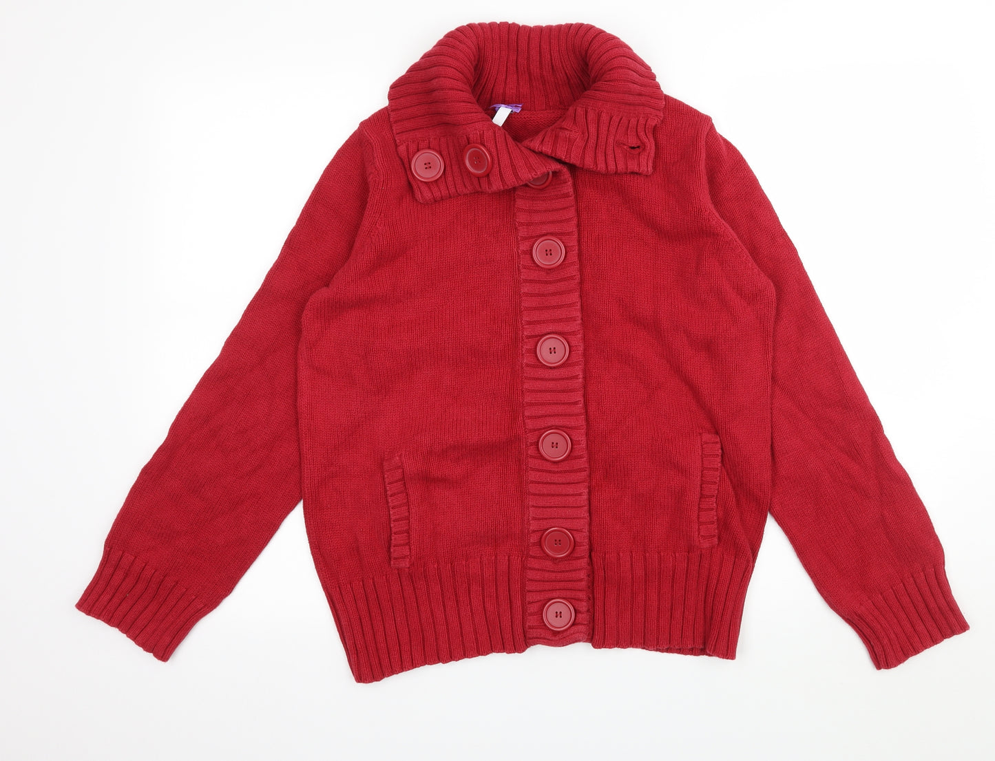 BHS Womens Red  Knit Cardigan Jumper Size 12