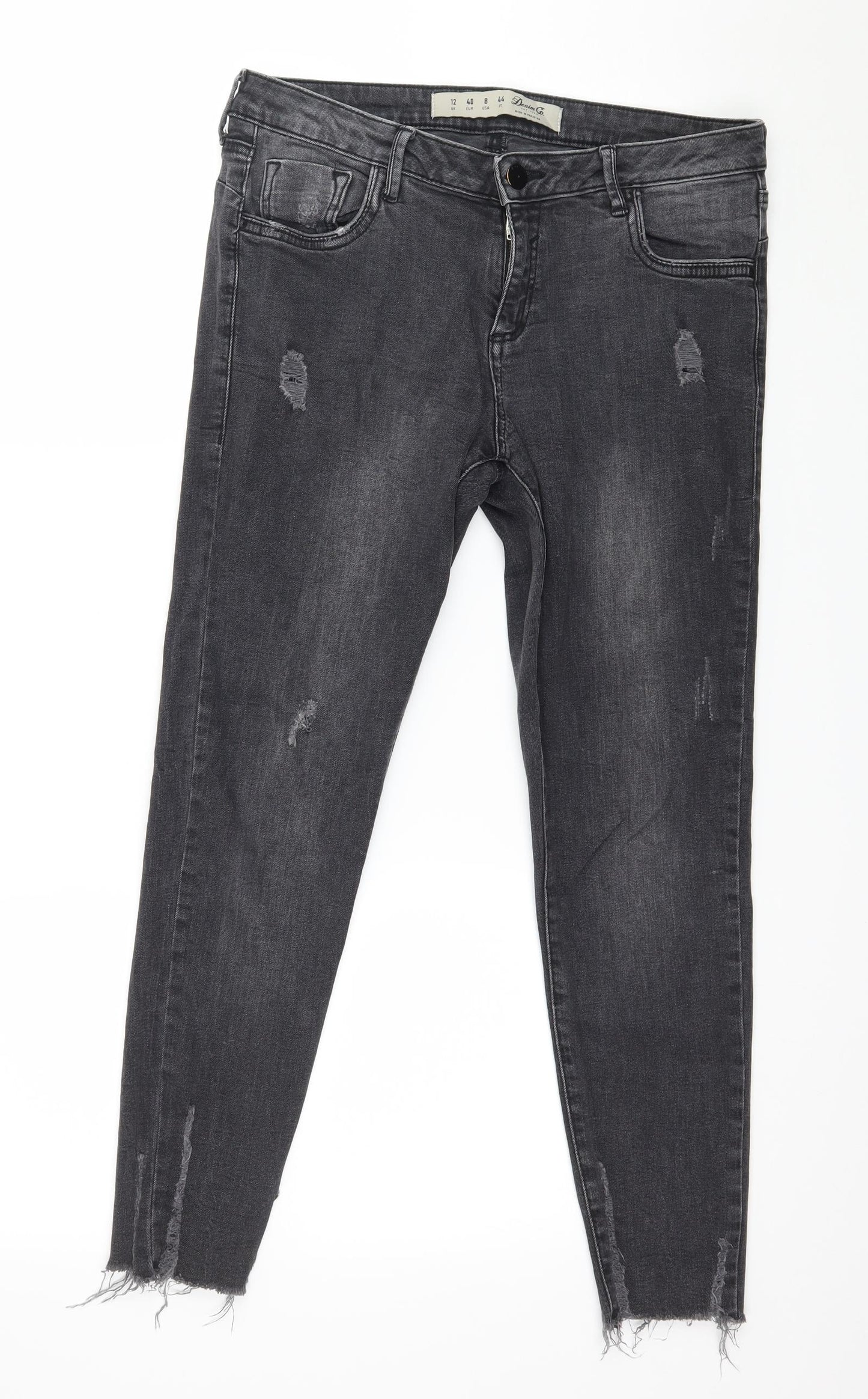 Denim & Co. Womens Grey  Denim Cropped Jeans Size 12 L25 in