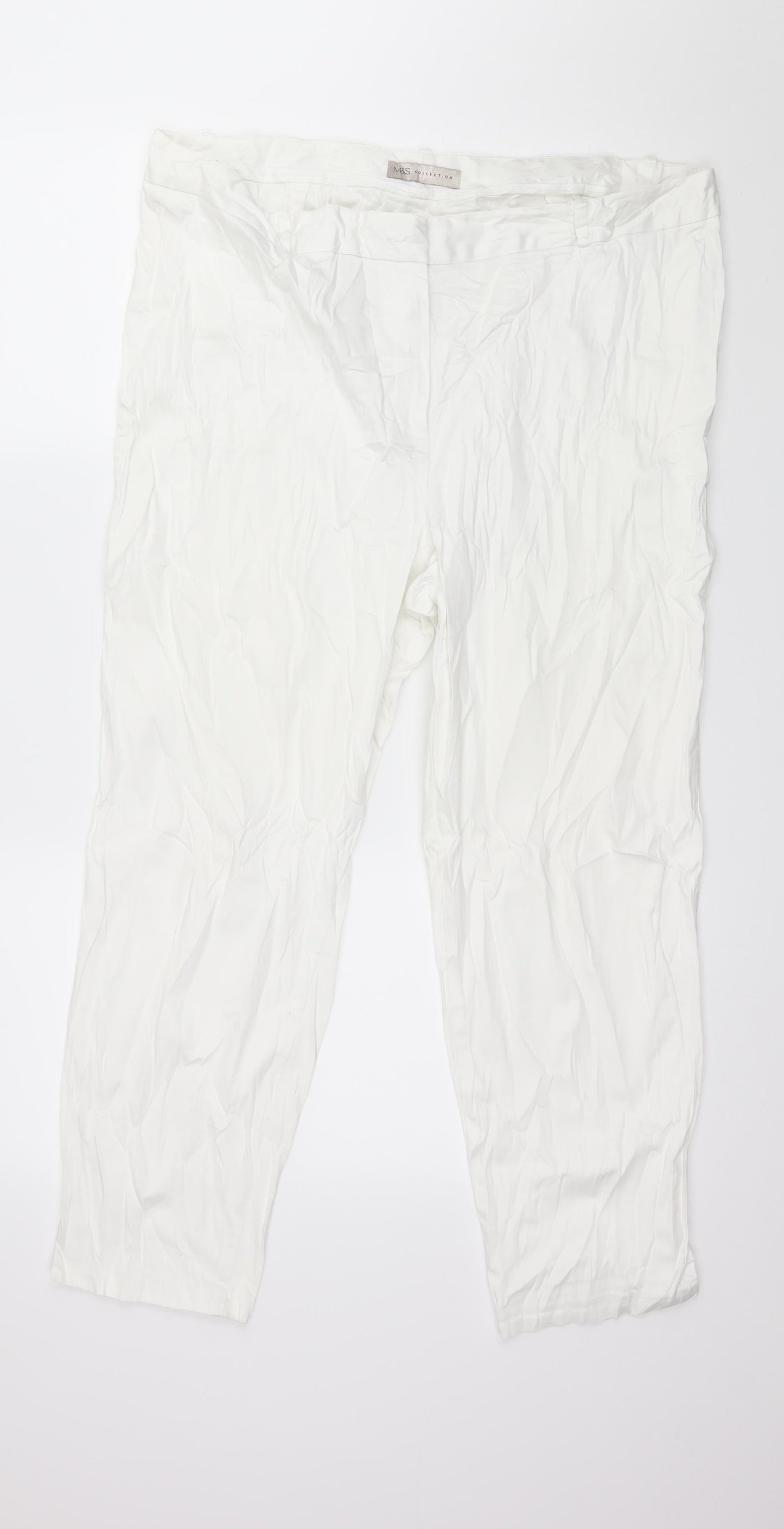 Marks and Spencer Womens White   Trousers  Size 18 L25 in