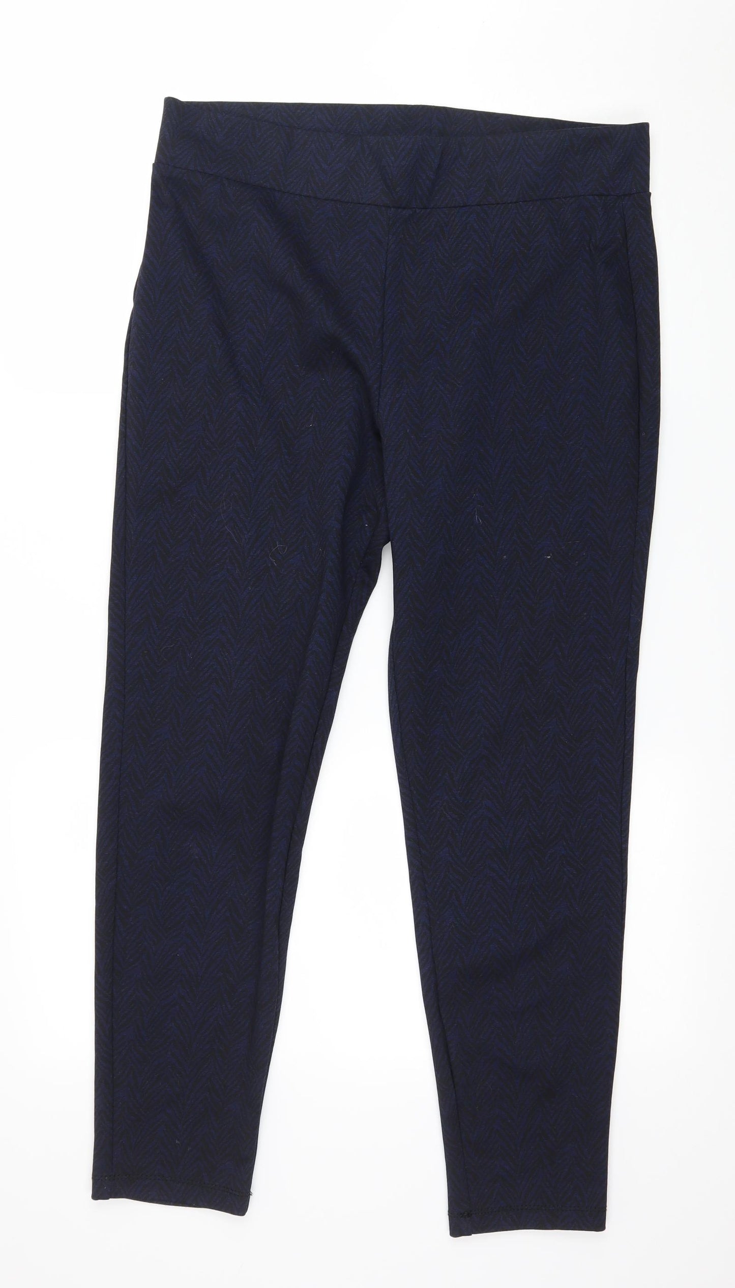 George Womens Blue Striped Jersey Capri Leggings Size 16 L27 in