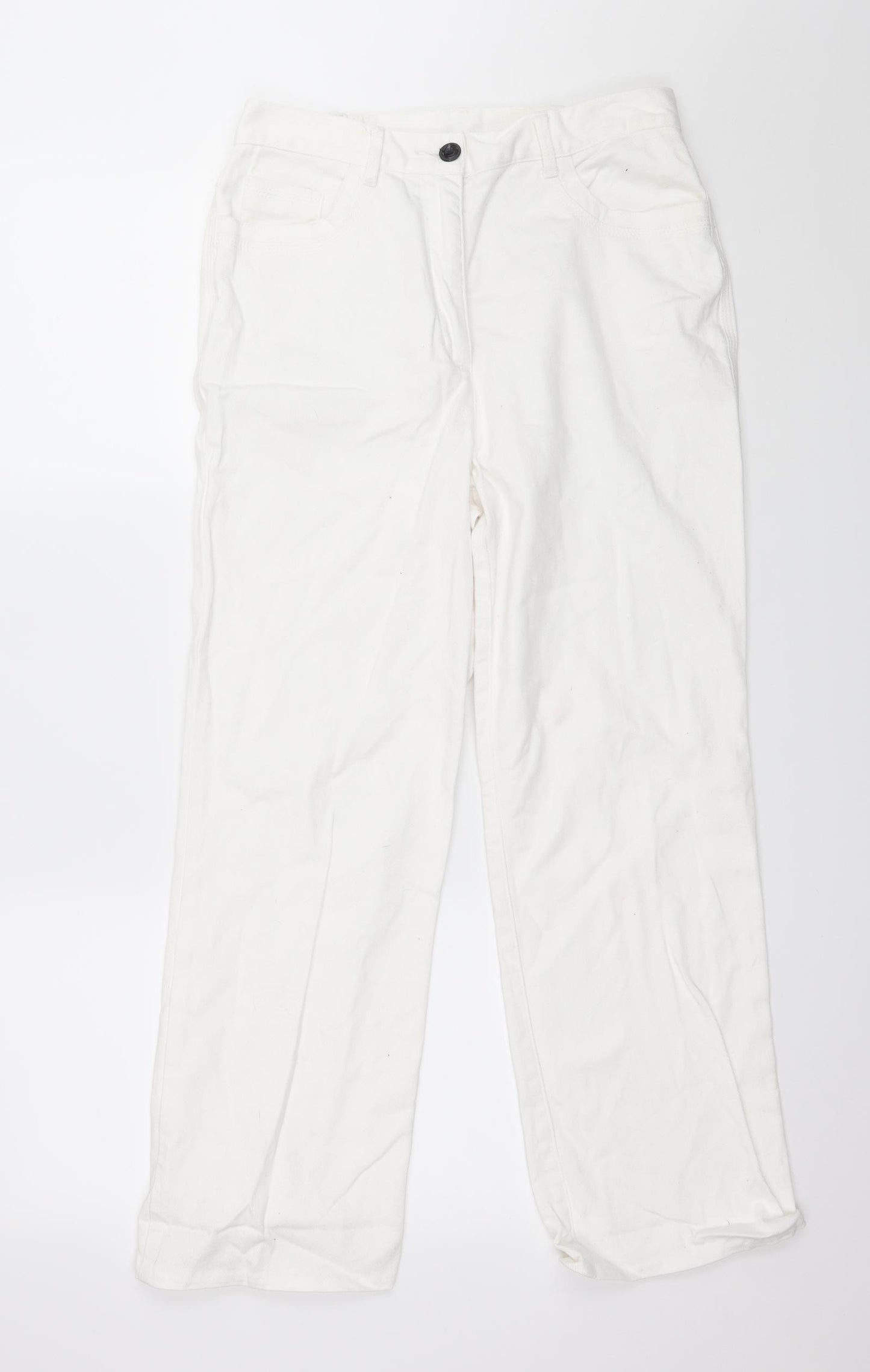 Marks and Spencer Womens White  Denim Straight Jeans Size 30 in L26 in