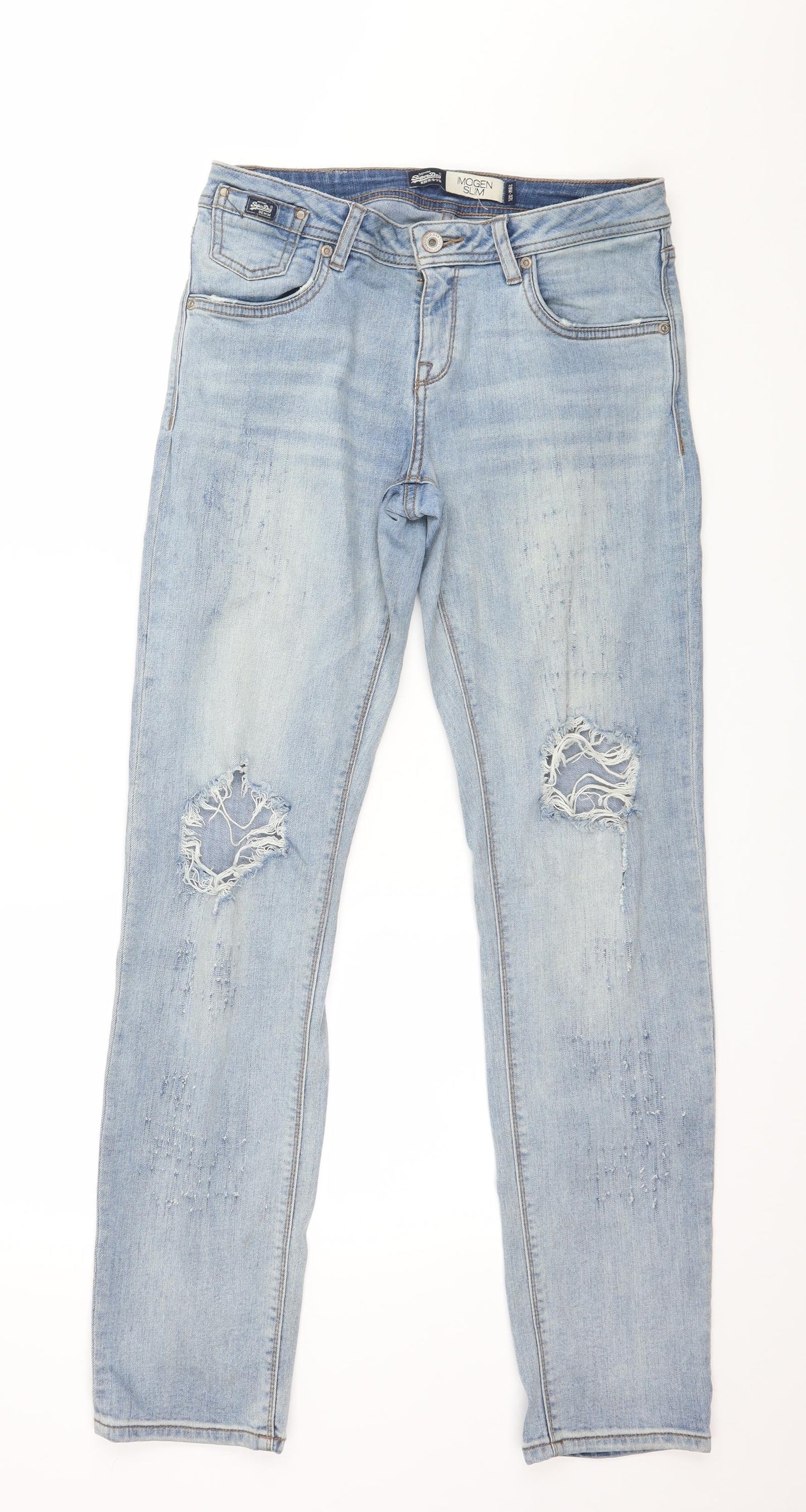 Superdry Womens Blue  Denim Straight Jeans Size 29 in L32 in