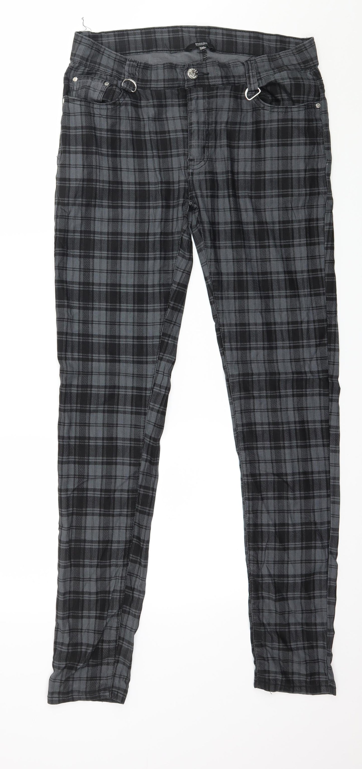 BANNED Womens Grey Plaid  Trousers  Size 2XL L30 in