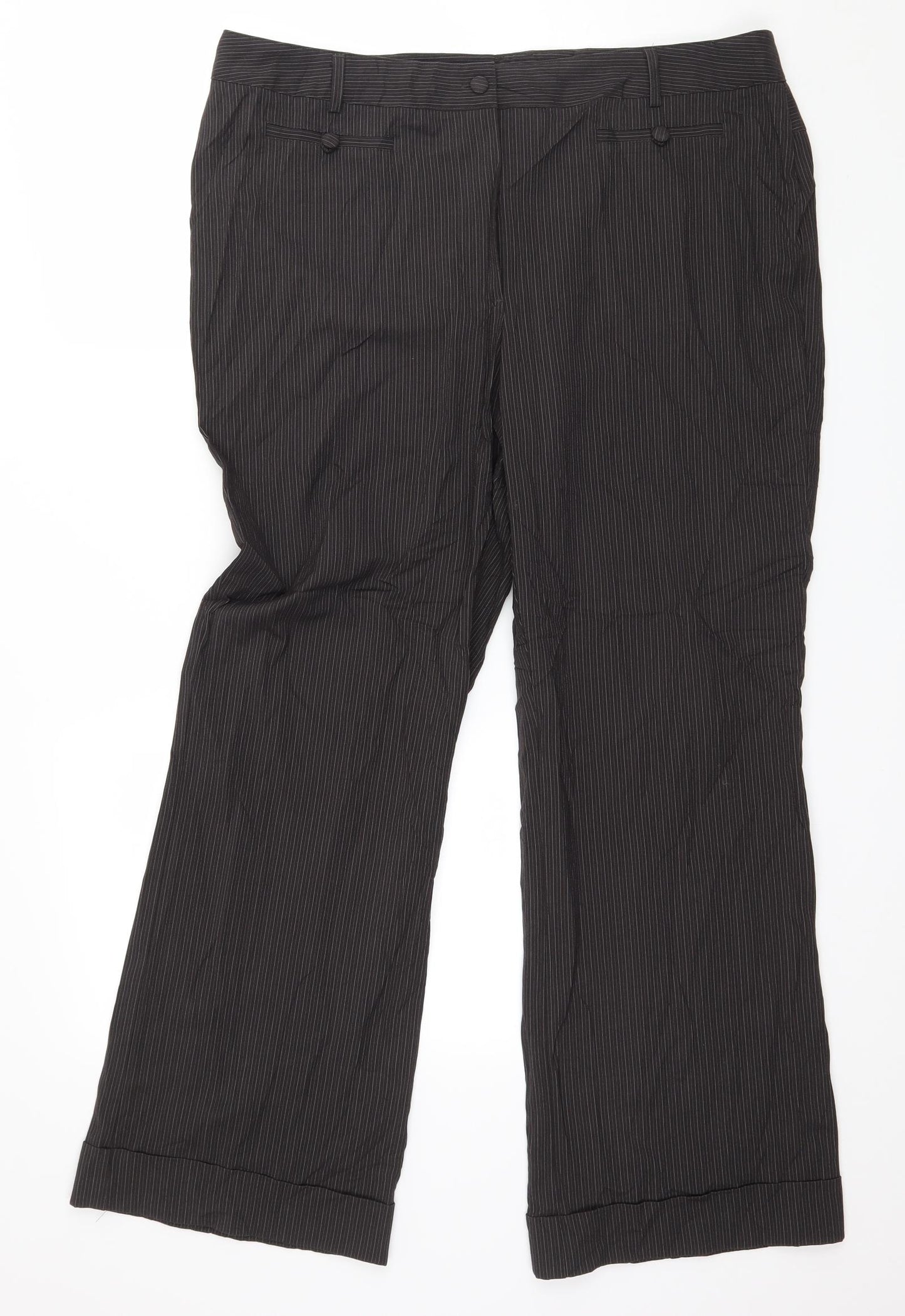 Papaya Womens Brown Striped  Trousers  Size 16 L29 in