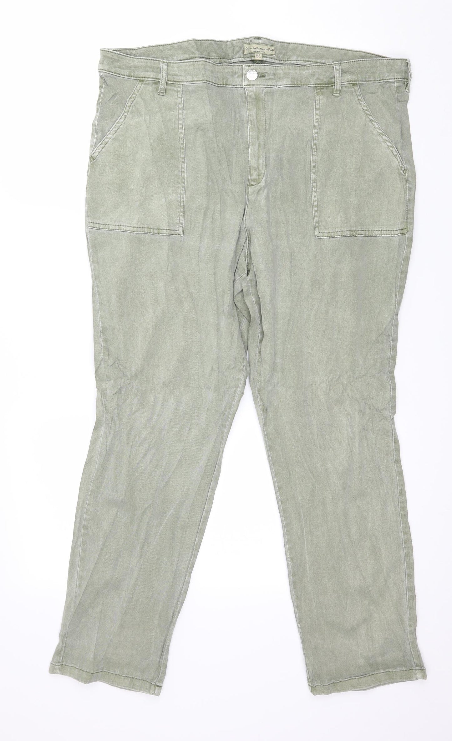 F&F Womens Green  Denim Straight Jeans Size 18 L27 in