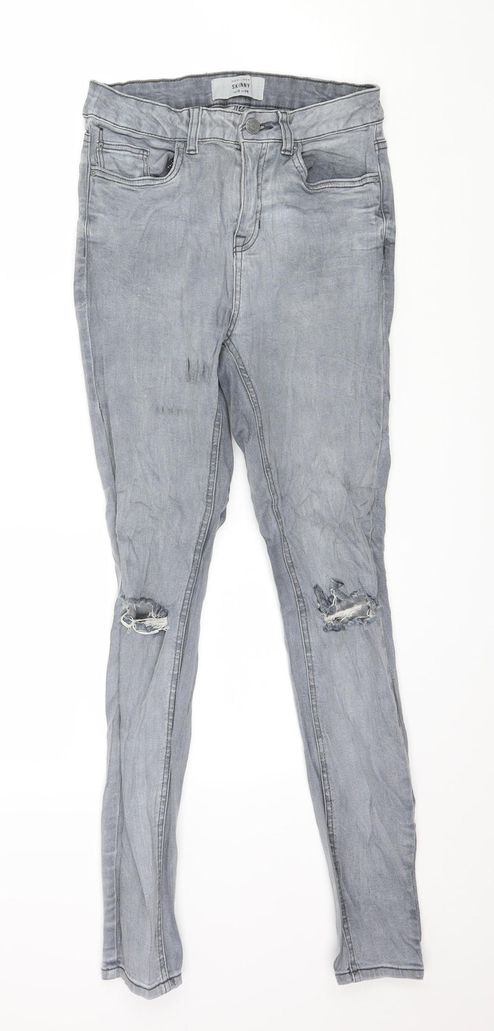 New Look Womens Grey  Denim Skinny Jeans Size 10 L28 in
