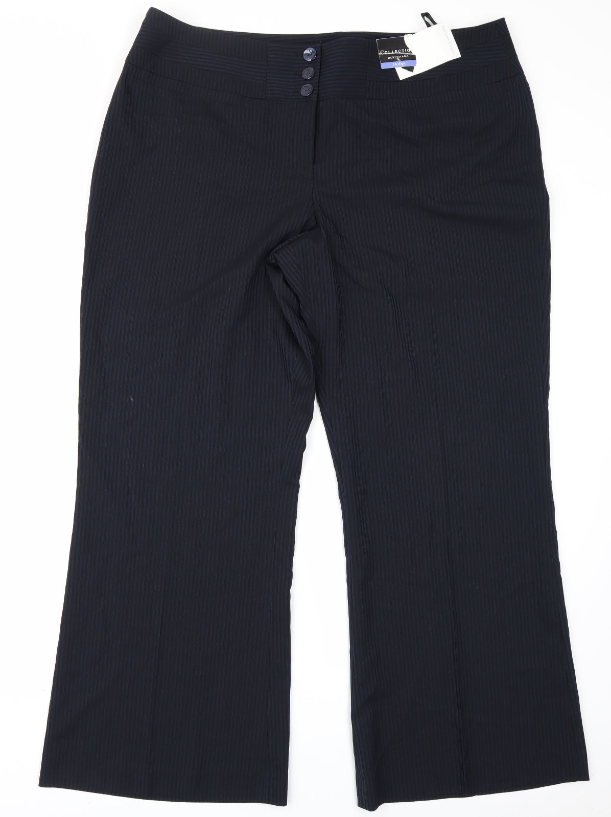 Collection Womens Blue Striped  Trousers  Size 18 L28 in