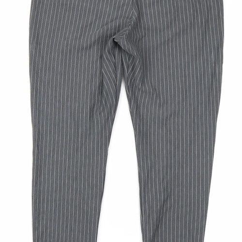 TU Womens Grey Striped  Trousers  Size 14 L26 in