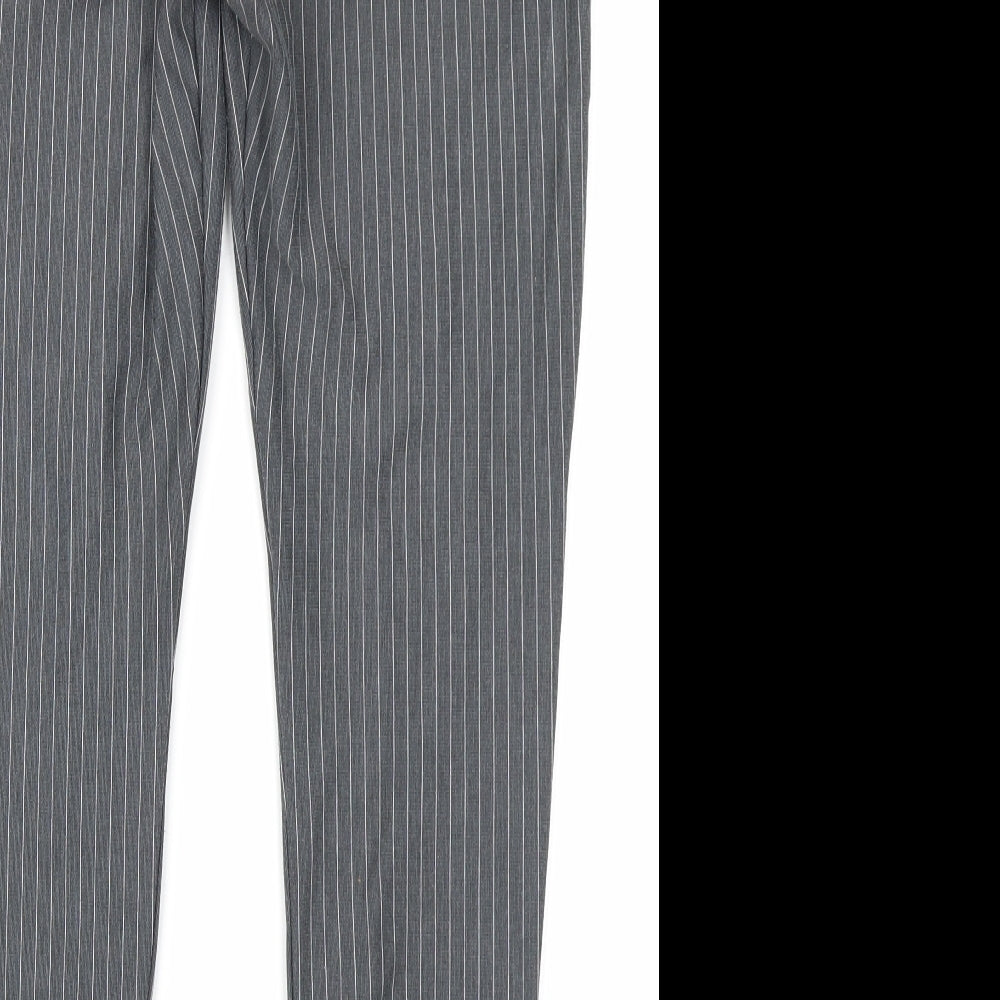 TU Womens Grey Striped  Trousers  Size 14 L26 in