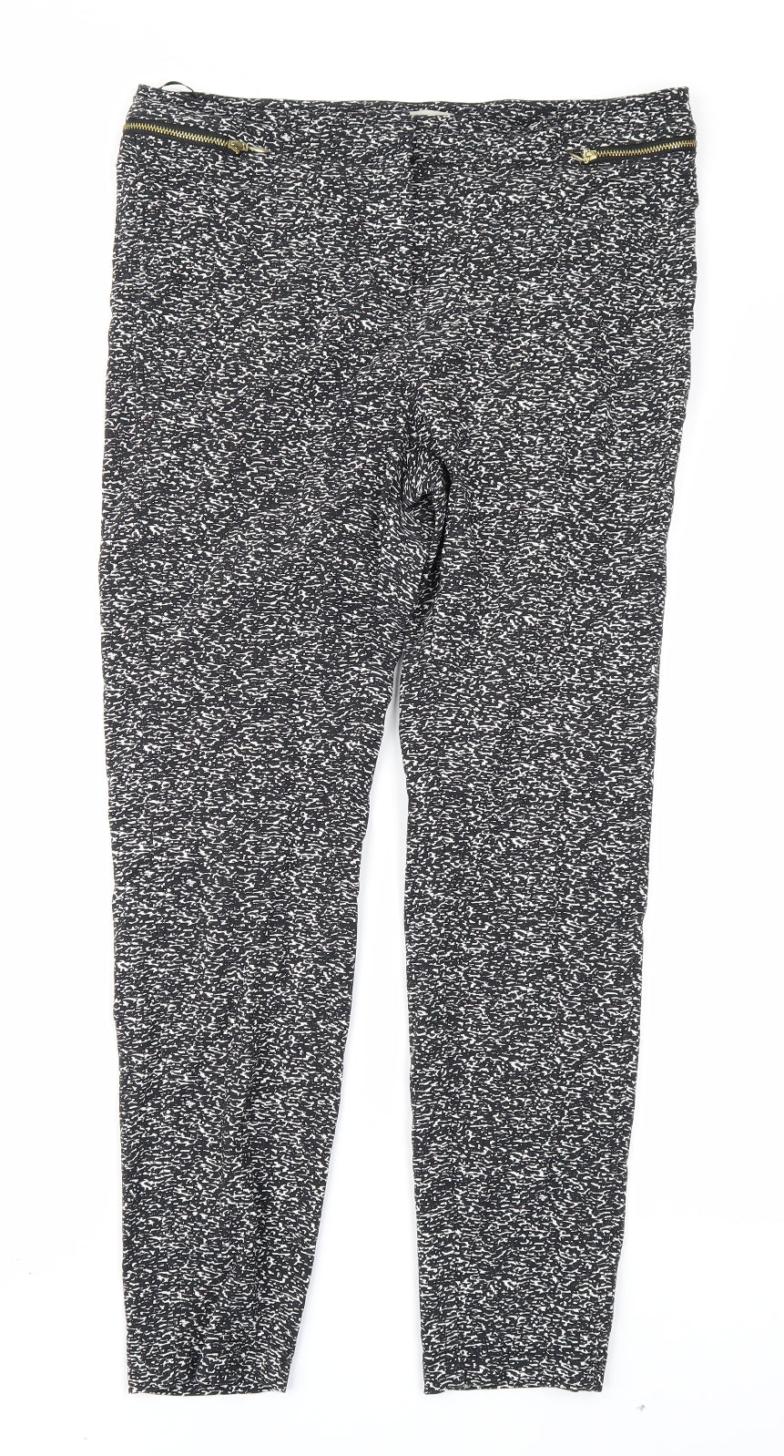 George Womens Black Animal Print  Trousers  Size 12 L25 in