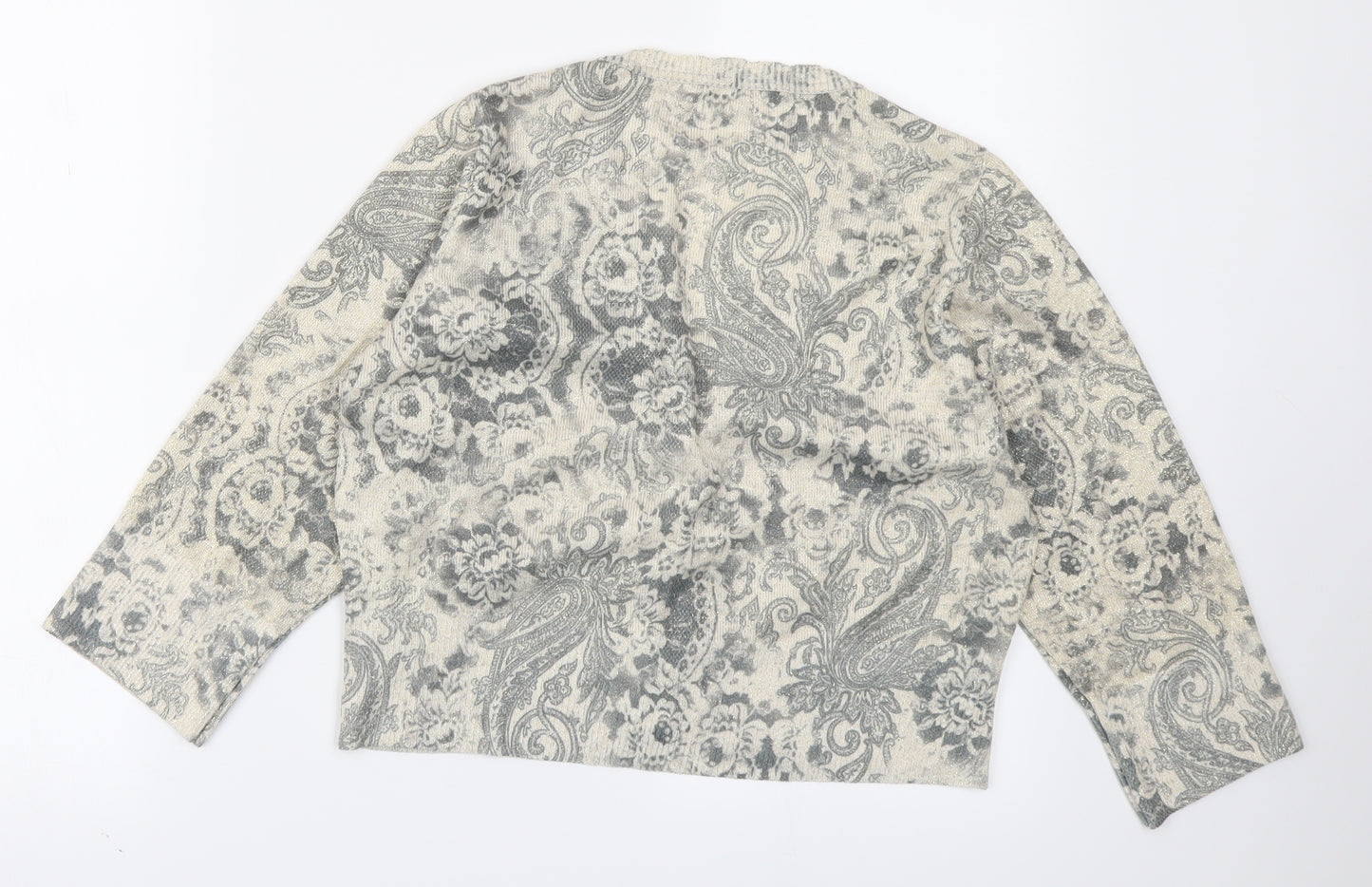 AMARANTO Womens Beige Paisley Knit Cardigan Jumper Size 14