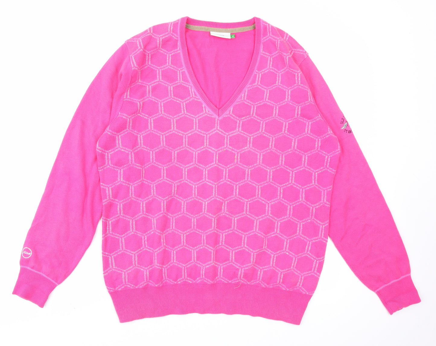 XDS Womens Pink Geometric  Pullover Jumper Size XL