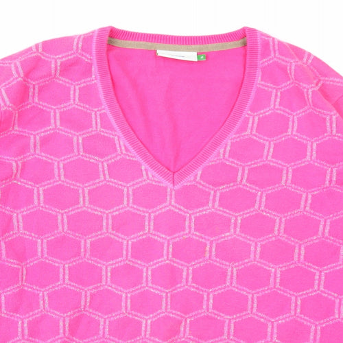 XDS Womens Pink Geometric  Pullover Jumper Size XL