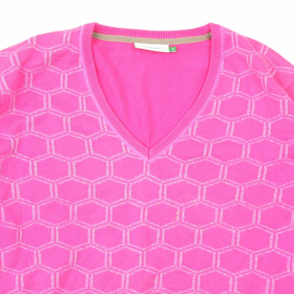 XDS Womens Pink Geometric  Pullover Jumper Size XL