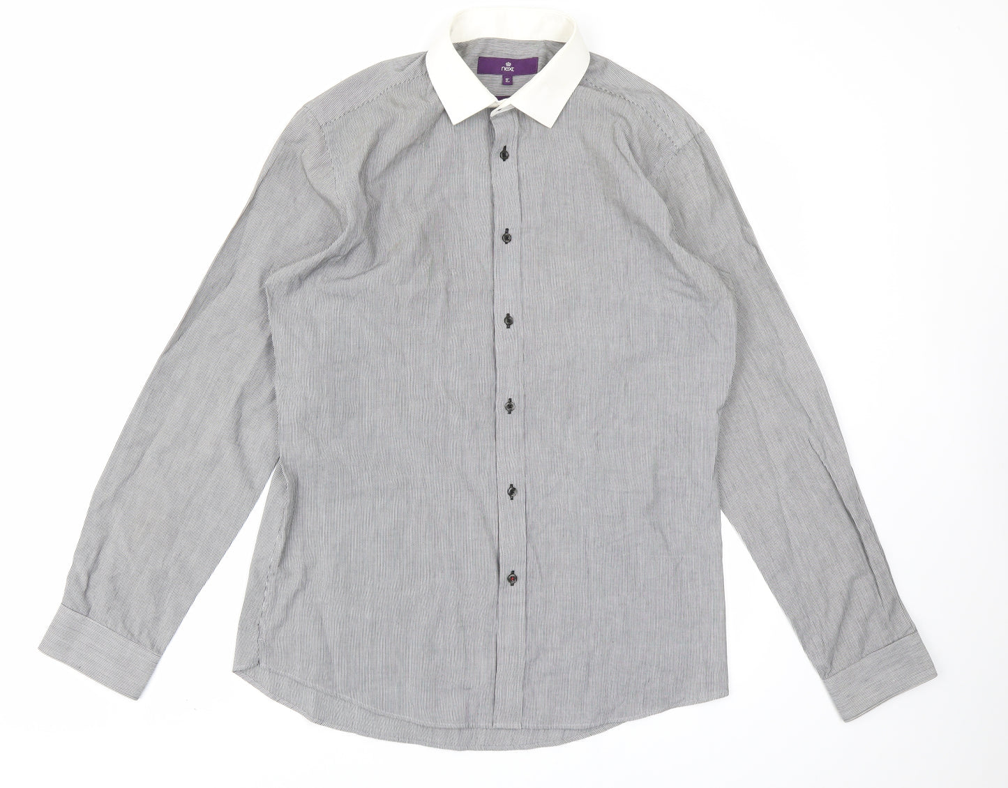 NEXT Mens Grey Striped   Dress Shirt Size 16