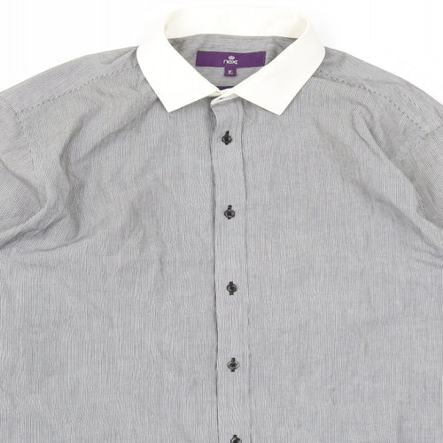 NEXT Mens Grey Striped   Dress Shirt Size 16