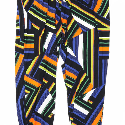 Papaya Womens Black Geometric  Trousers  Size 14 L26 in