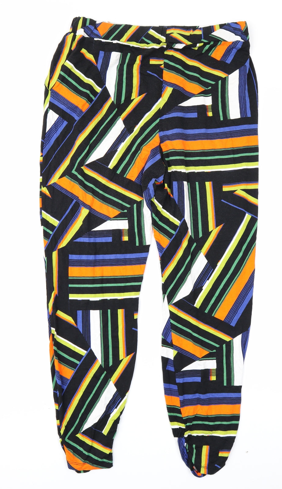 Papaya Womens Black Geometric  Trousers  Size 14 L26 in