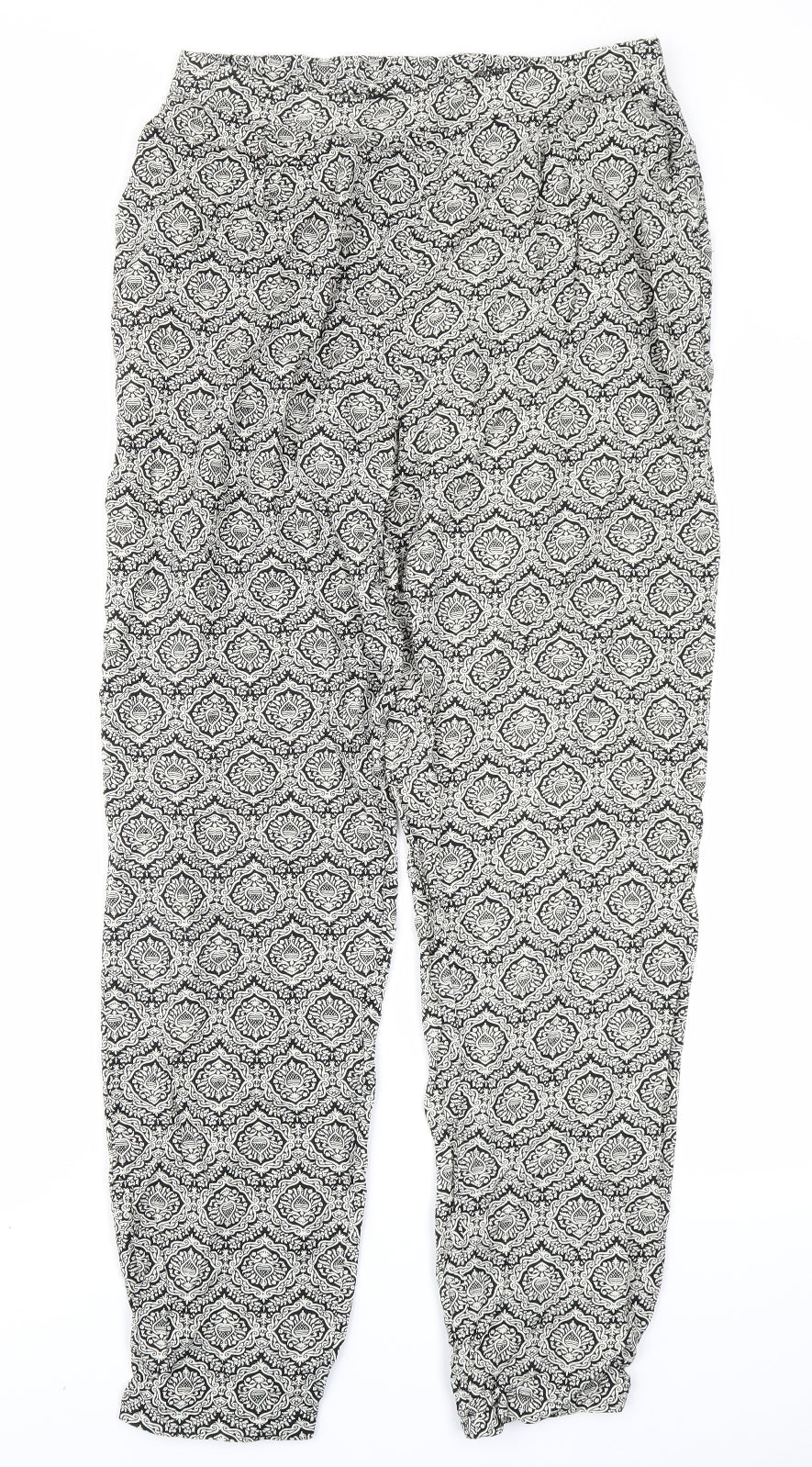 AX Paris Womens Black Paisley  Harem Trousers Size 12 L28 in