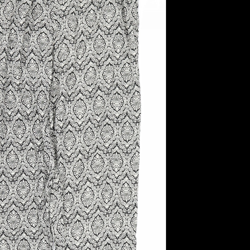 AX Paris Womens Black Paisley  Harem Trousers Size 12 L28 in
