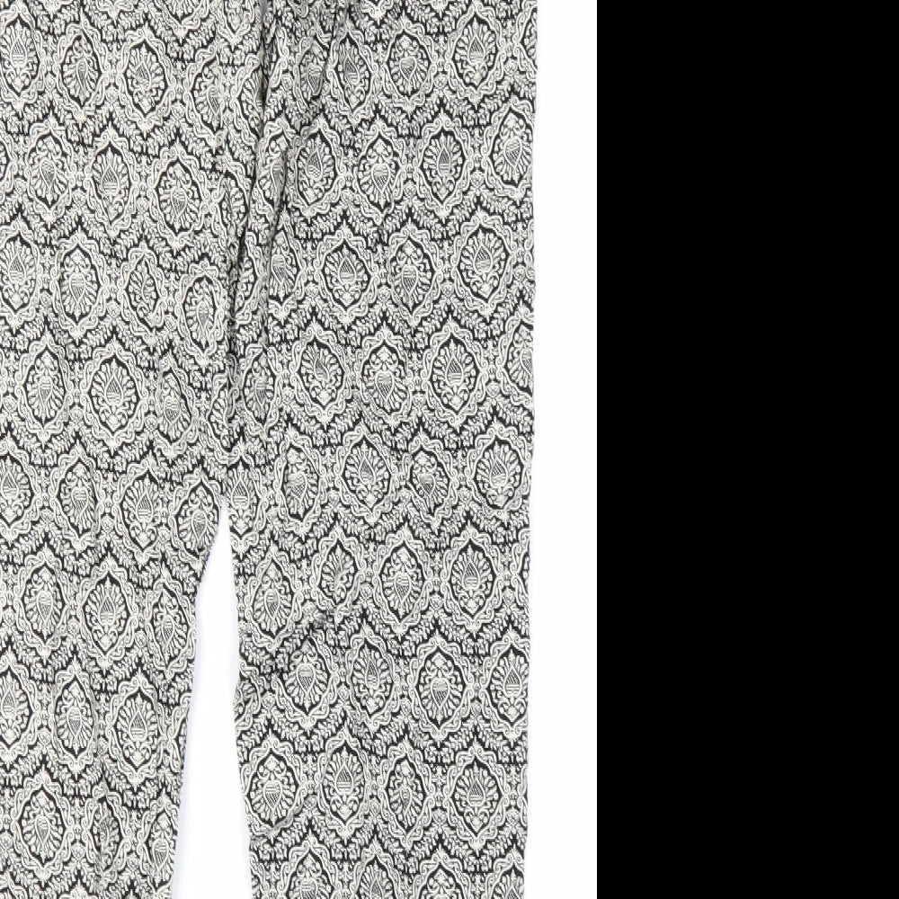 AX Paris Womens Black Paisley  Harem Trousers Size 12 L28 in