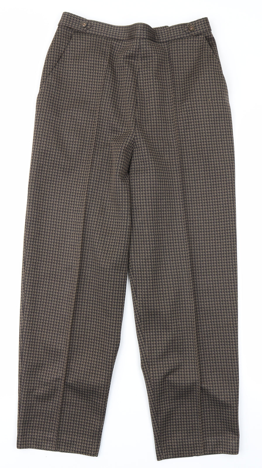 St Michaels Womens Brown Herringbone  Trousers  Size 14 L25 in