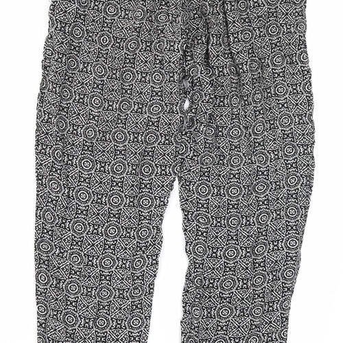 New Look Womens Black Geometric  Harem Trousers Size 12 L26 in