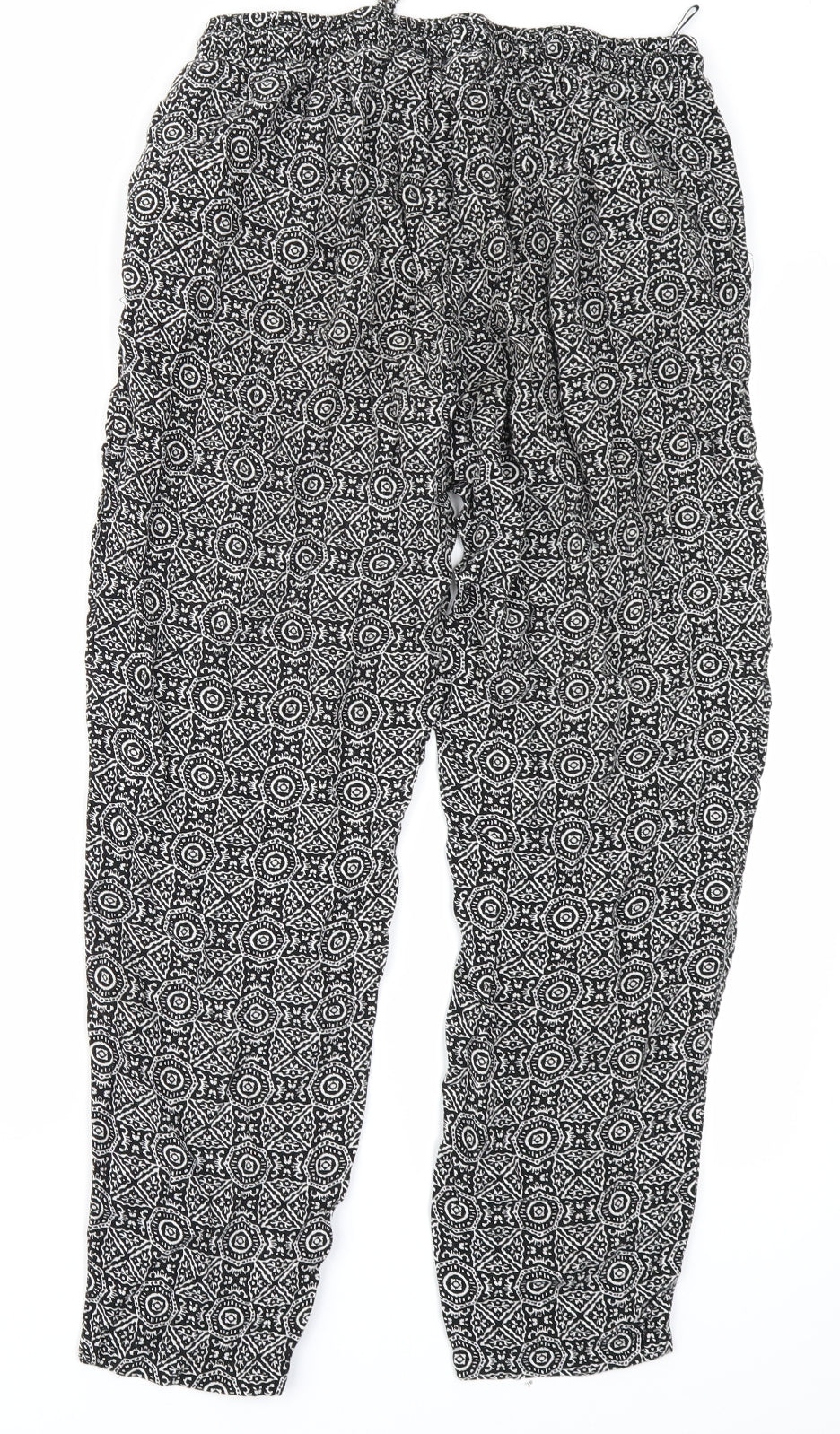 New Look Womens Black Geometric  Harem Trousers Size 12 L26 in