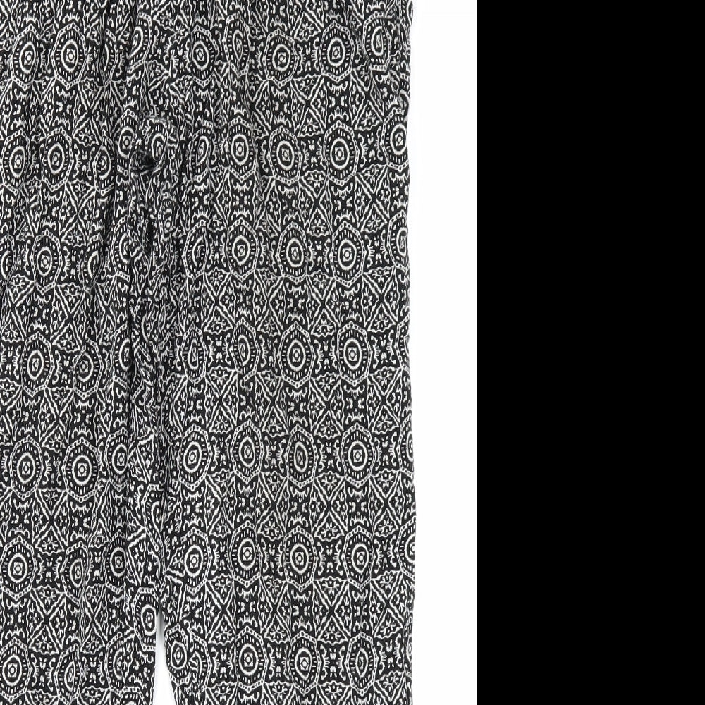 New Look Womens Black Geometric  Harem Trousers Size 12 L26 in