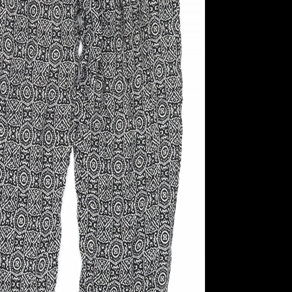 New Look Womens Black Geometric  Harem Trousers Size 12 L26 in