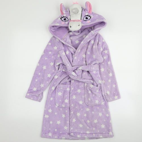 Asda George Girls Purple Solid  Top Robe Size 8-9 Years  - star detail