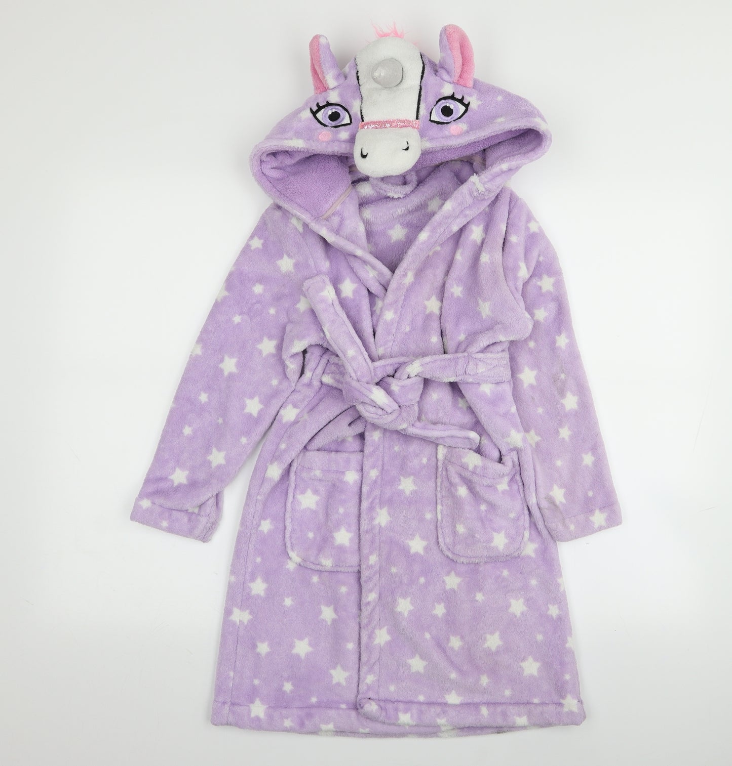 Asda George Girls Purple Solid  Top Robe Size 8-9 Years  - star detail