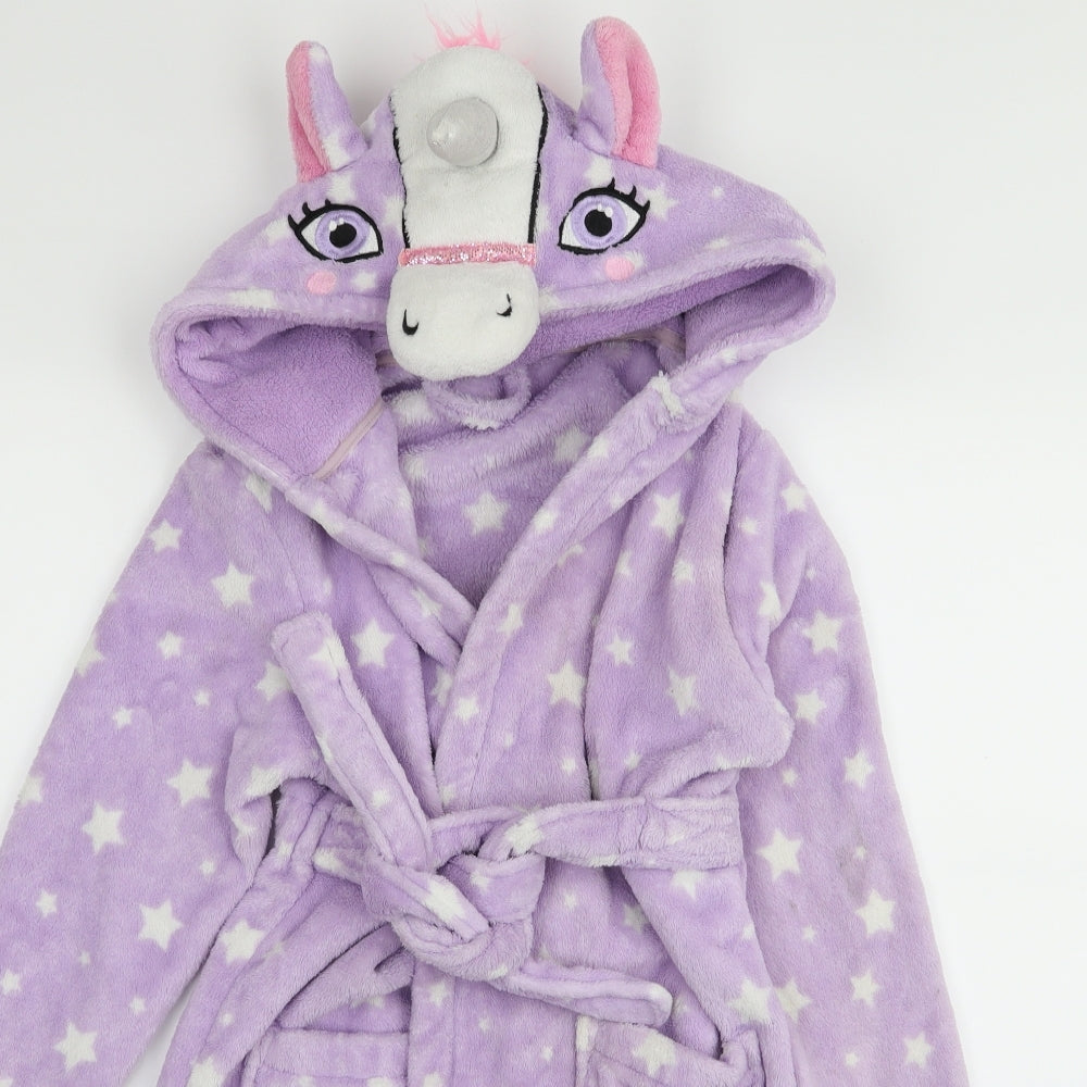 Asda George Girls Purple Solid  Top Robe Size 8-9 Years  - star detail