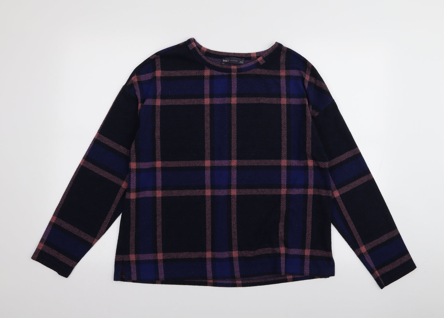 M&S Womens Multicoloured Check  Basic T-Shirt Size 14