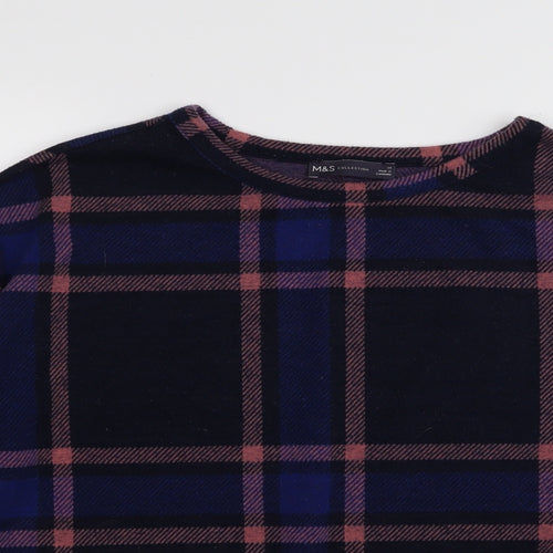 M&S Womens Multicoloured Check  Basic T-Shirt Size 14