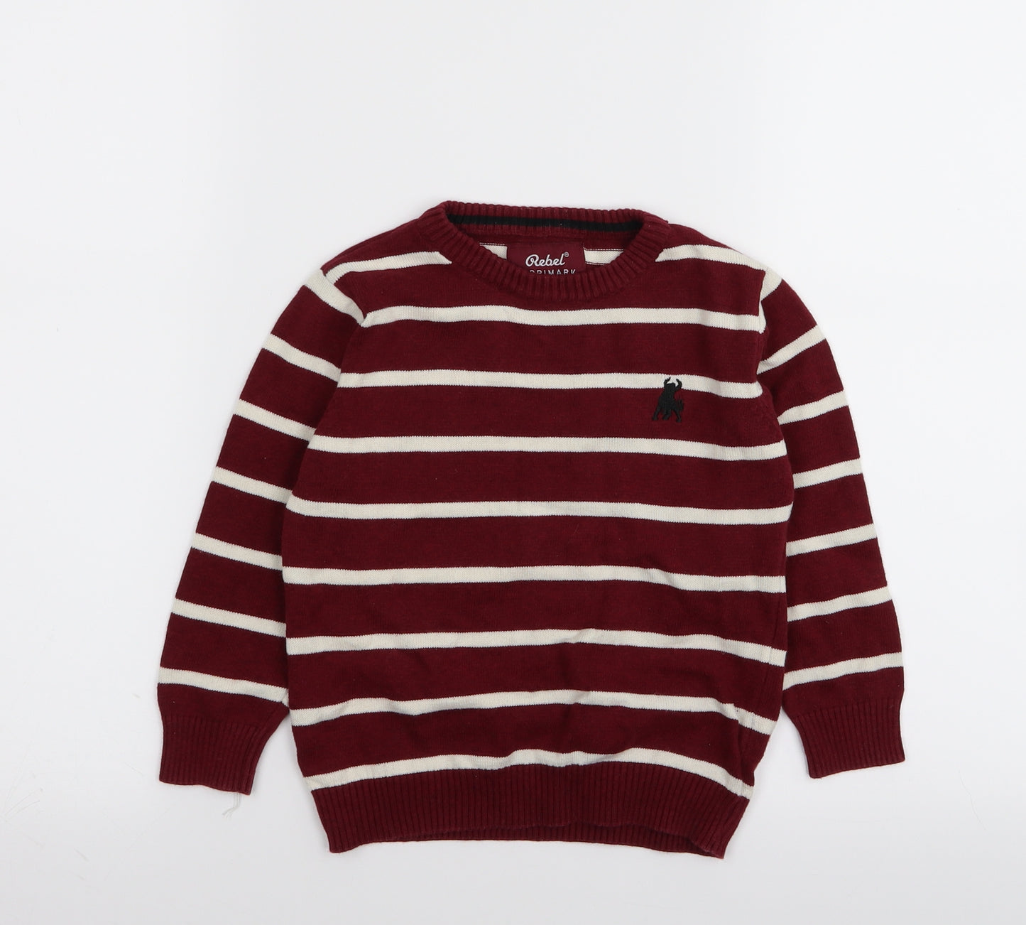 Primark Boys Red Striped  Pullover Jumper Size 3-4 Years