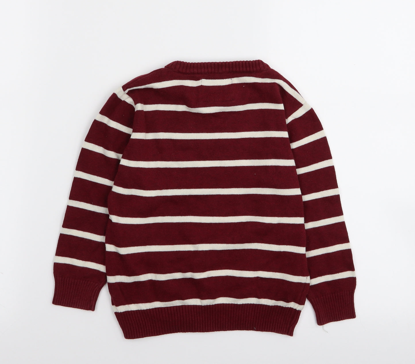 Primark Boys Red Striped  Pullover Jumper Size 3-4 Years