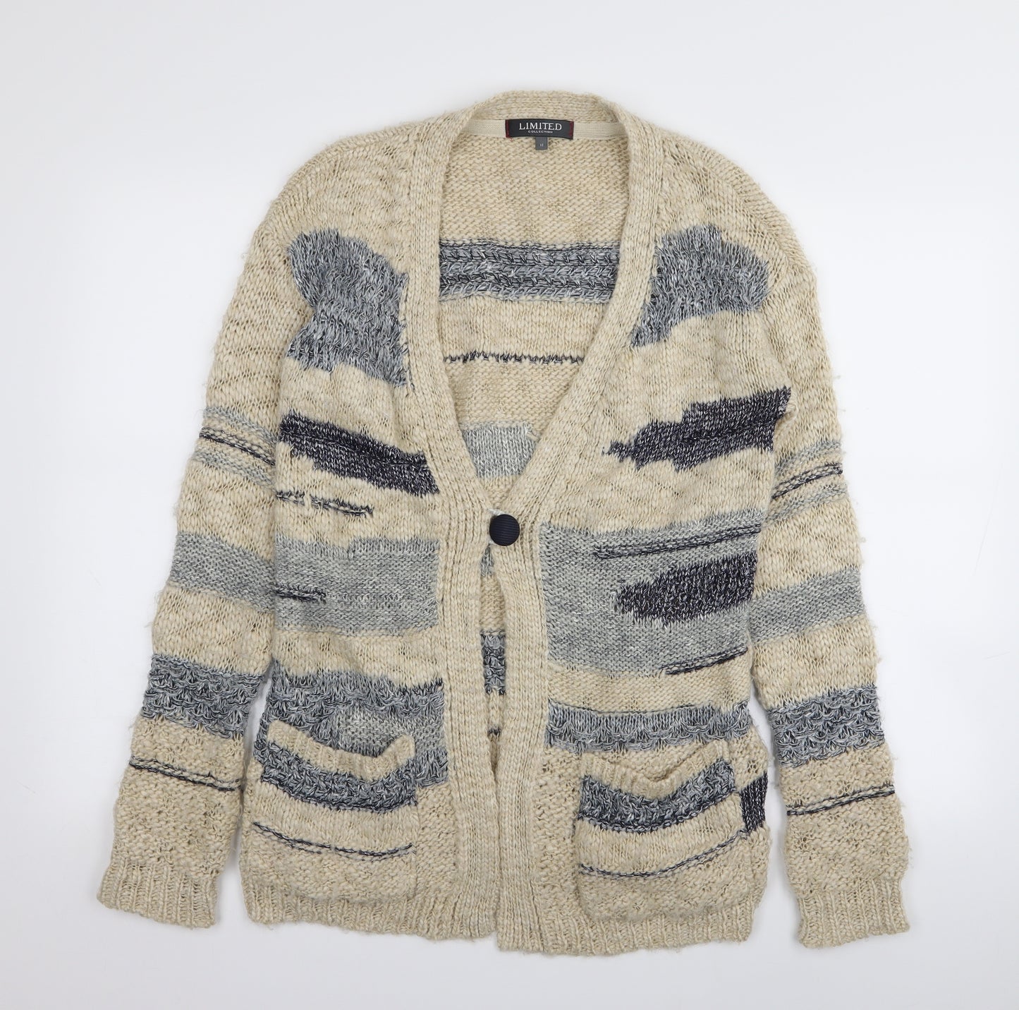 limited Womens Multicoloured Striped  Cardigan Jumper Size 10