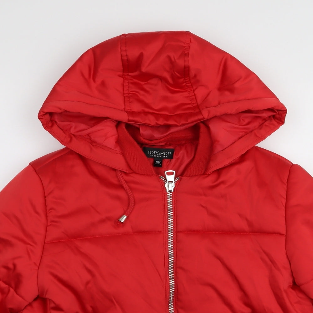 Topshop Womens Red   Puffer Jacket Coat Size 8
