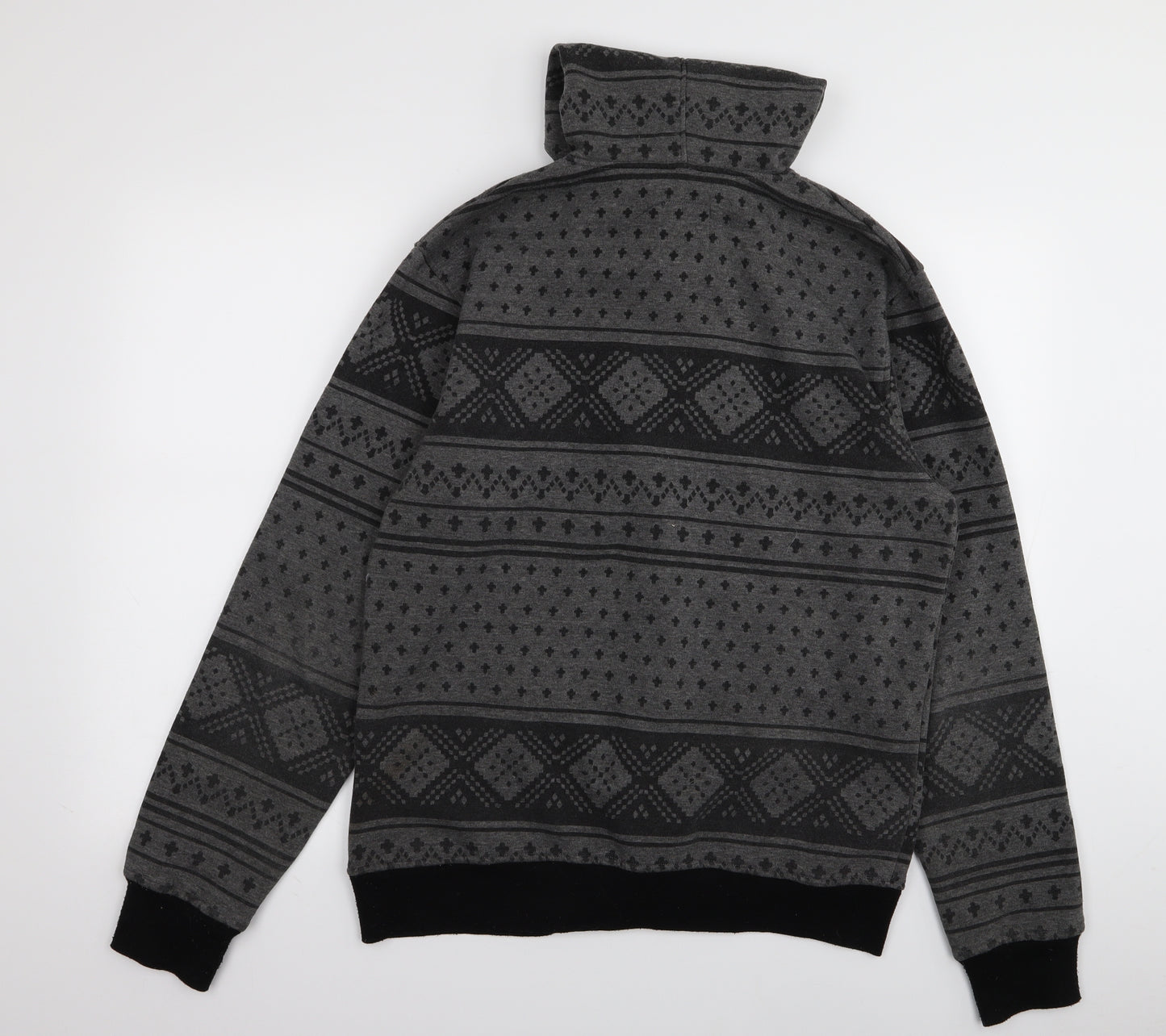 YD Mens Grey Geometric  Full Zip Jumper Size 2XL