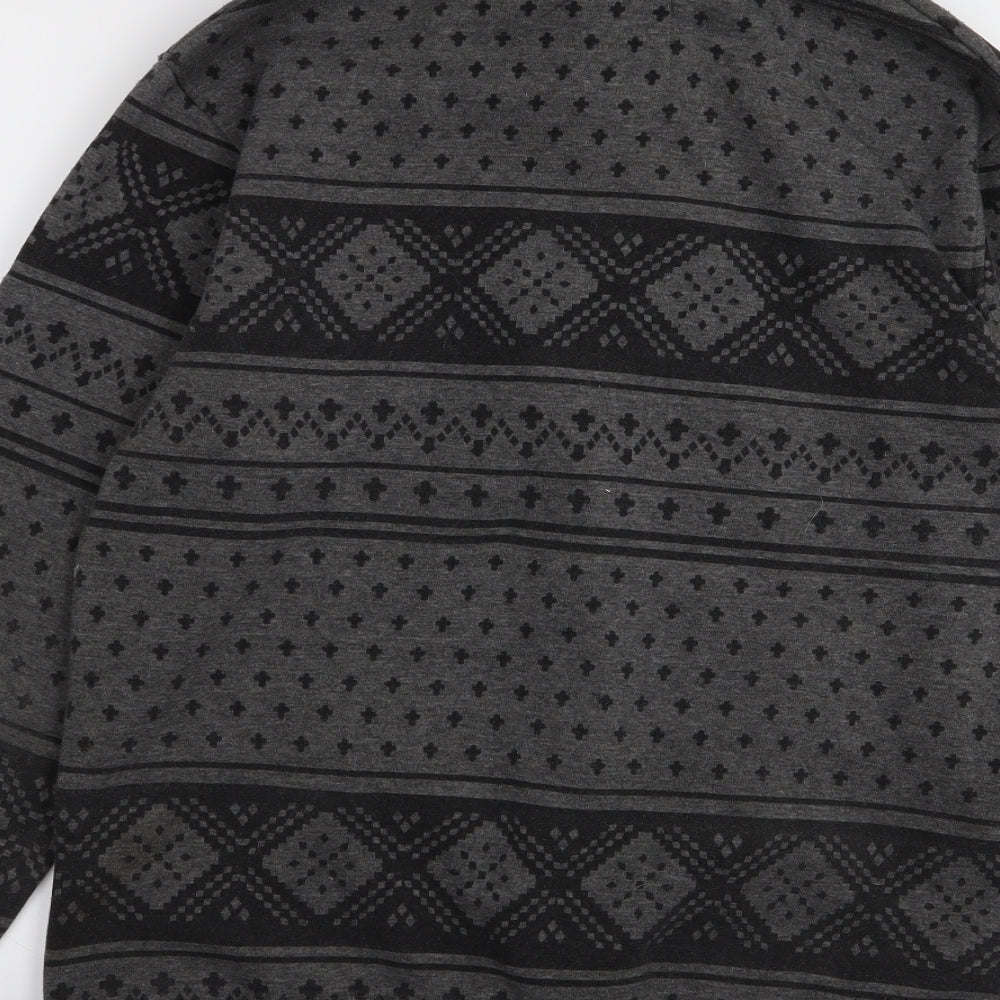 YD Mens Grey Geometric  Full Zip Jumper Size 2XL