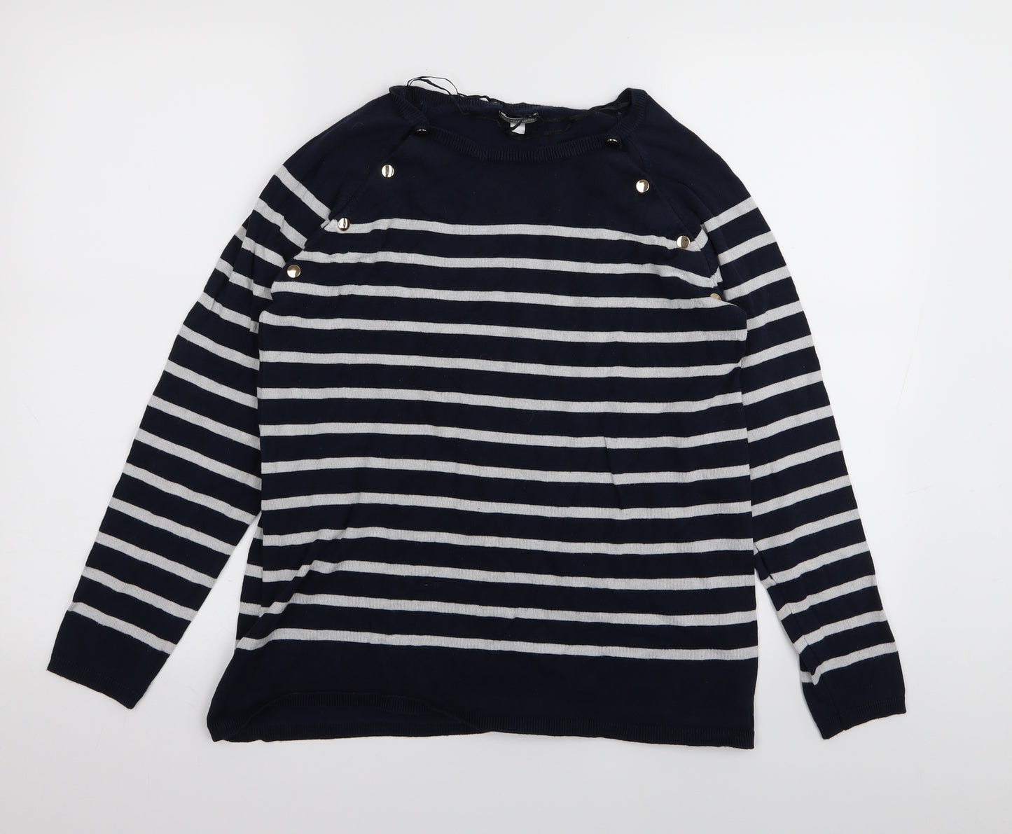Vertbaudet Womens Blue Striped  Pullover Jumper Size 12