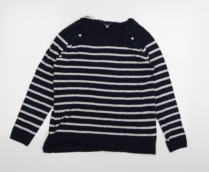 Vertbaudet Womens Blue Striped  Pullover Jumper Size 12