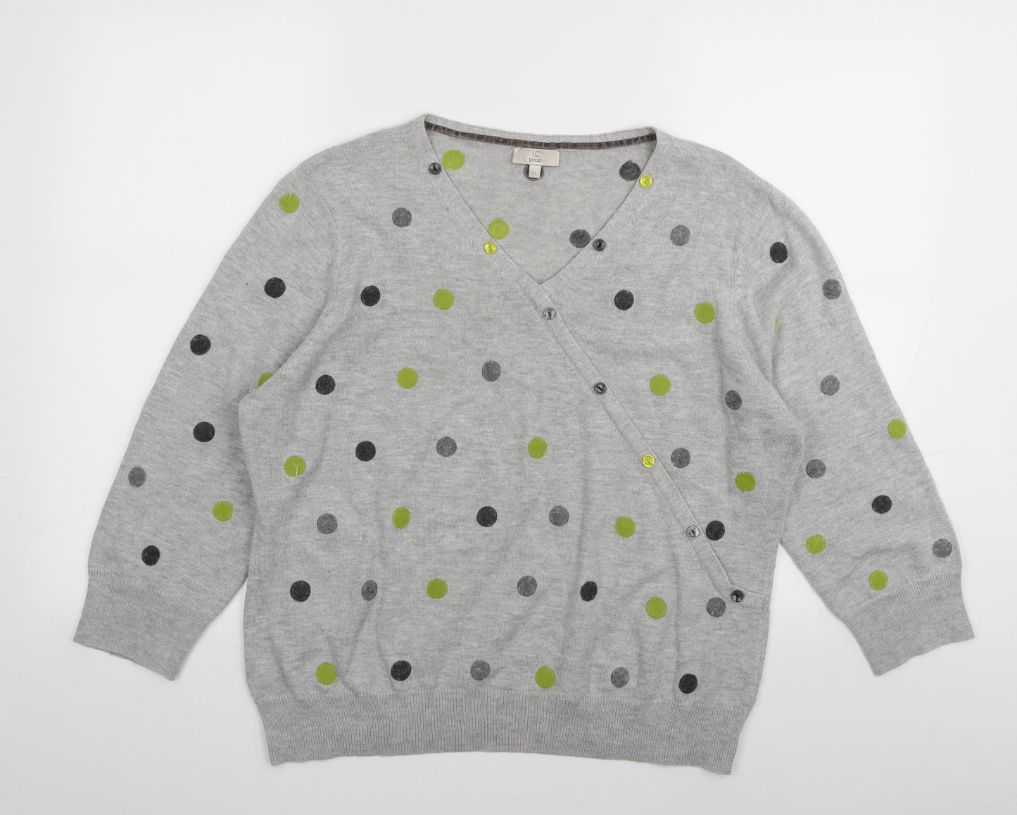 CC Womens Grey Polka Dot  Pullover Jumper Size XL