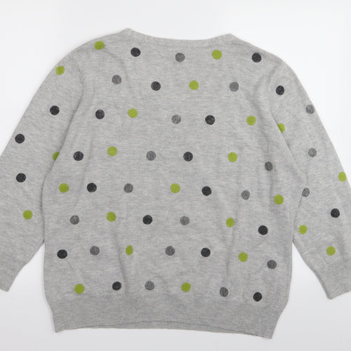 CC Womens Grey Polka Dot  Pullover Jumper Size XL