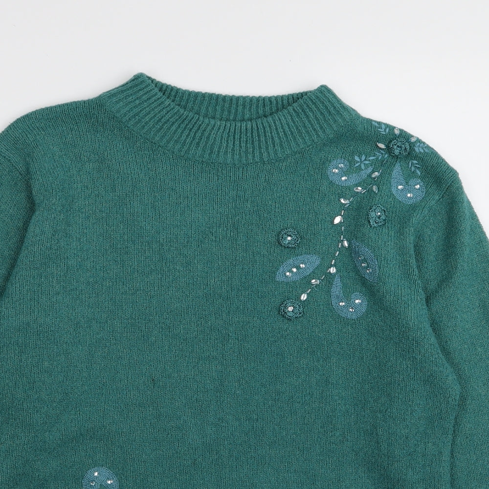 elizabeth scott Womens Green Floral  Pullover Jumper Size S