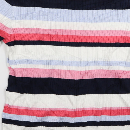M&S Womens Multicoloured Striped  Basic T-Shirt Size 12