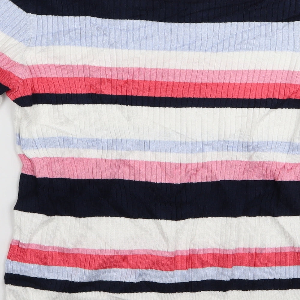 M&S Womens Multicoloured Striped  Basic T-Shirt Size 12