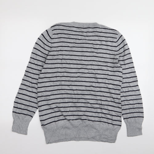 Oasis Womens Grey Striped  Pullover Jumper Size M